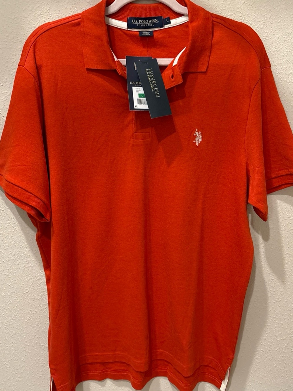 U.S. Polo Assn. Luxury Feel Solid Orange Short Sleeve Polo Shirt